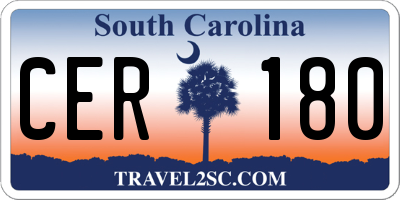 SC license plate CER180