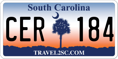 SC license plate CER184