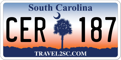 SC license plate CER187