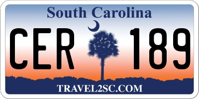 SC license plate CER189
