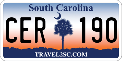 SC license plate CER190