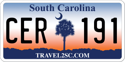 SC license plate CER191