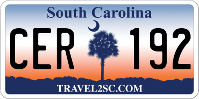 SC license plate CER192