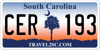 SC license plate CER193