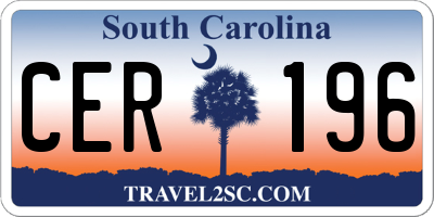 SC license plate CER196