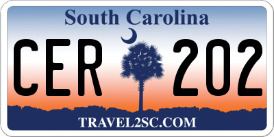 SC license plate CER202