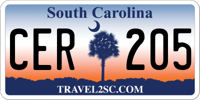 SC license plate CER205