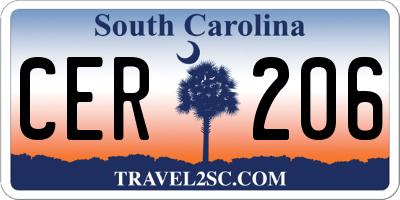 SC license plate CER206