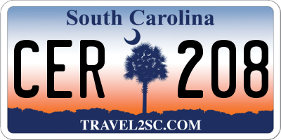 SC license plate CER208