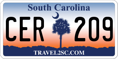 SC license plate CER209