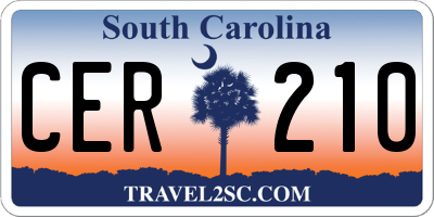 SC license plate CER210