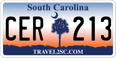 SC license plate CER213