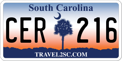 SC license plate CER216