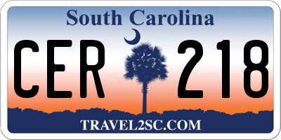 SC license plate CER218