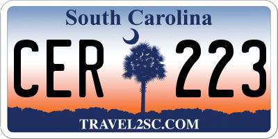 SC license plate CER223