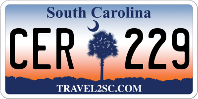 SC license plate CER229