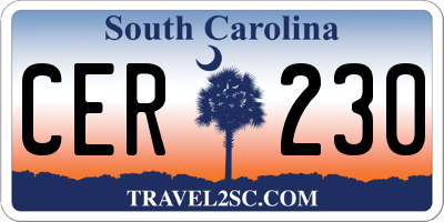 SC license plate CER230