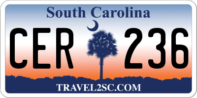 SC license plate CER236