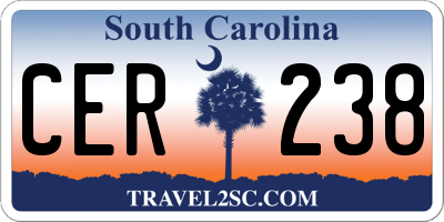 SC license plate CER238