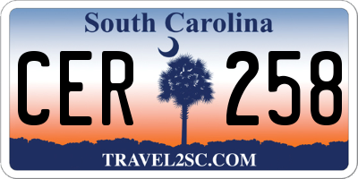 SC license plate CER258