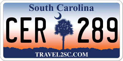 SC license plate CER289