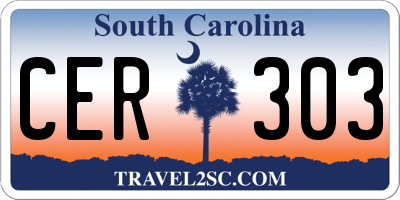 SC license plate CER303
