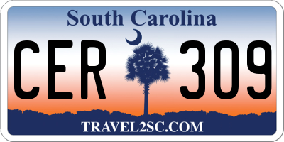 SC license plate CER309