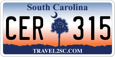 SC license plate CER315