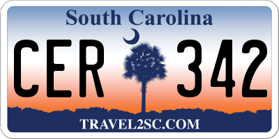 SC license plate CER342