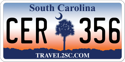 SC license plate CER356