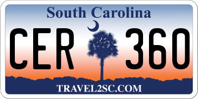 SC license plate CER360