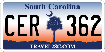 SC license plate CER362