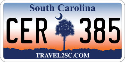 SC license plate CER385
