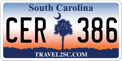 SC license plate CER386