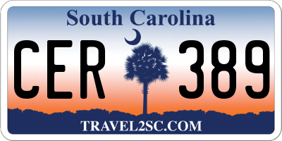 SC license plate CER389