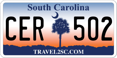 SC license plate CER502