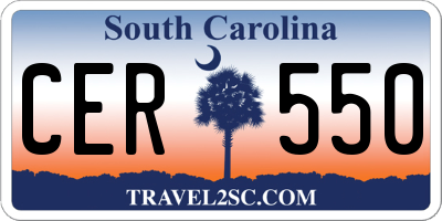SC license plate CER550