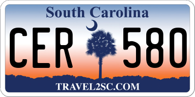 SC license plate CER580