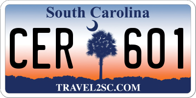 SC license plate CER601