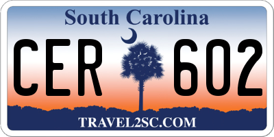 SC license plate CER602