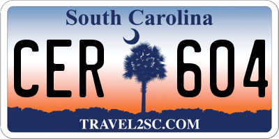 SC license plate CER604