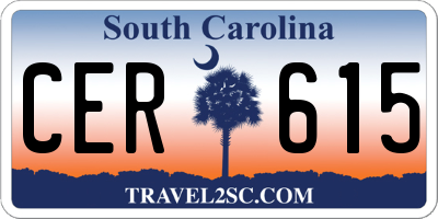 SC license plate CER615