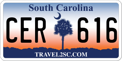 SC license plate CER616