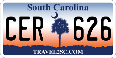 SC license plate CER626