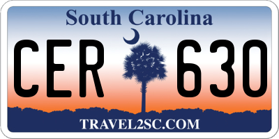 SC license plate CER630