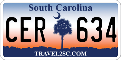 SC license plate CER634