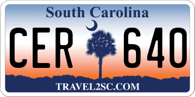 SC license plate CER640