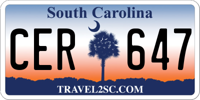 SC license plate CER647