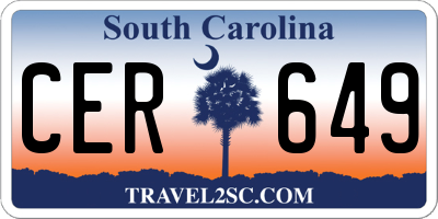 SC license plate CER649