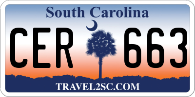 SC license plate CER663
